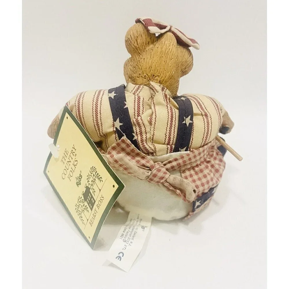 Russ Berrie BETSY ROSS Bear Figure Flag Bearsy Patriotic Figurine Country Folks